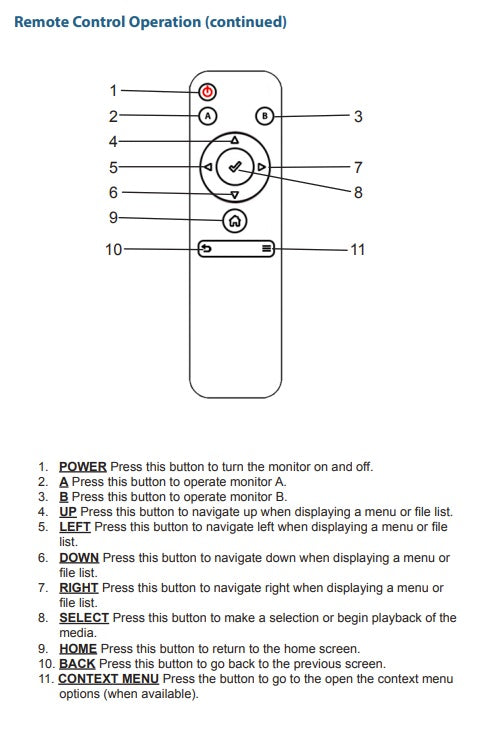 Ford Explorer DVD Remote Control (2018-2023)